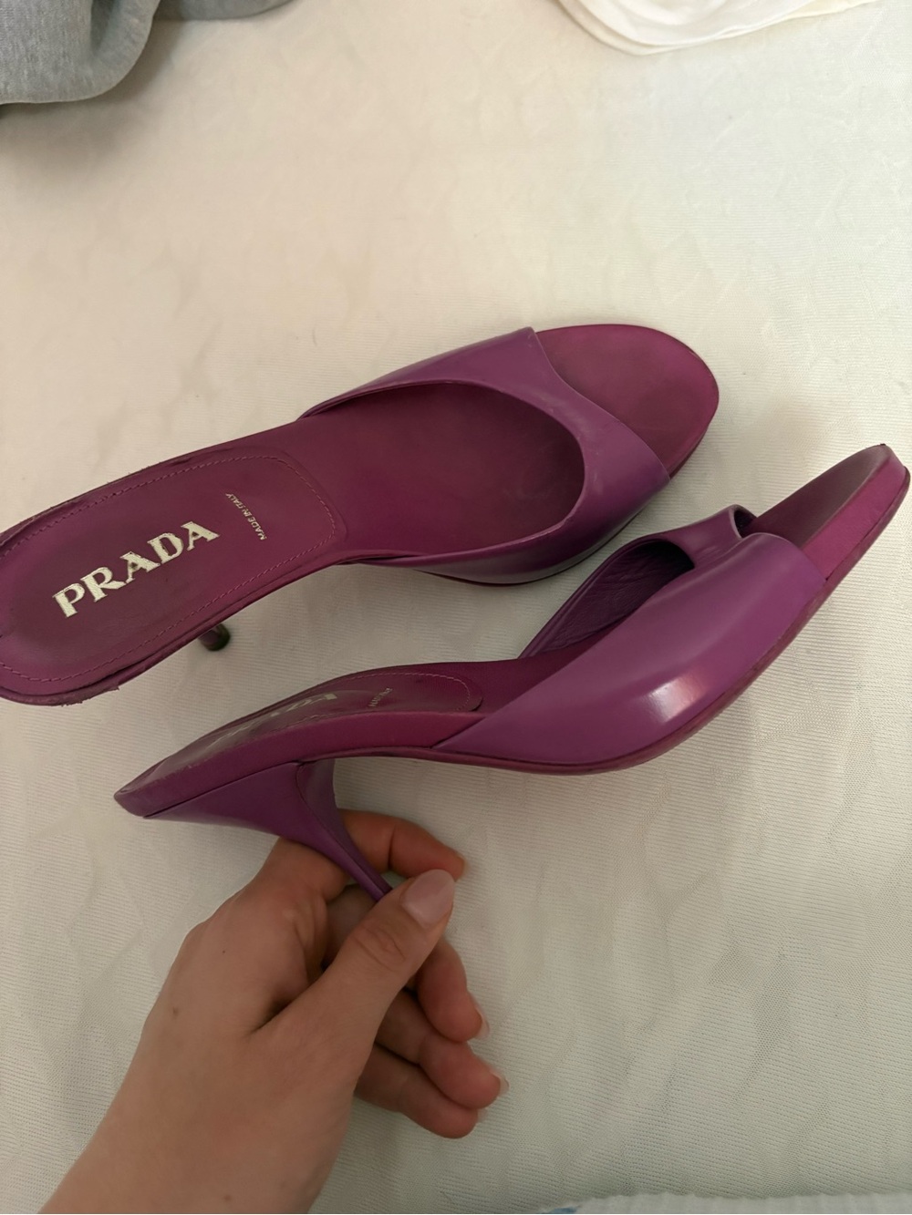 🇮🇹Vintage Prada SS2003 Pink Leather Kitten Heel Mule Sandals Y2k –sz EU 38/italy - Picture 10 of 10